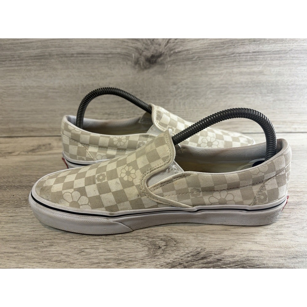 Vans Classic Floral Checkerboard Slip On Casual Shoes Mens 7.5 Womens 9 Beige - Picture 5 of 8